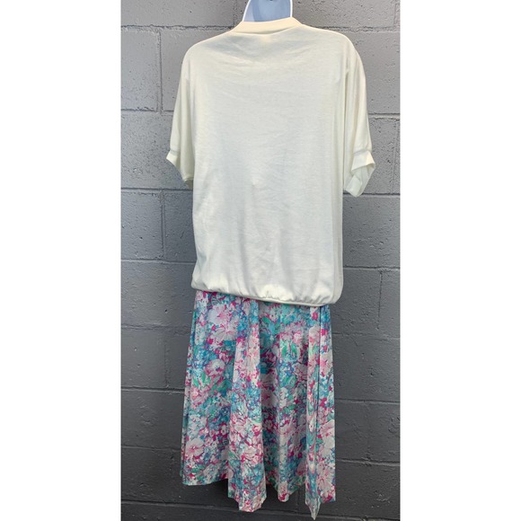 80s 2 piece Pastel Floral Skirt Statement Piece Appliqué New Wave Barbiecore B1 - Picture 7 of 10